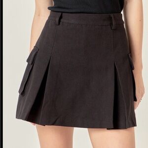 English Factory Black Pleated Cargo Mini Skirt